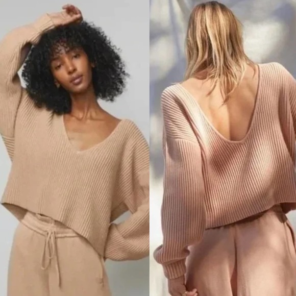 lunya Sweaters - Lunya Cozy Cotton Silk Reversible Ribbed Pullover Sweater In Tranquil Tan XL New